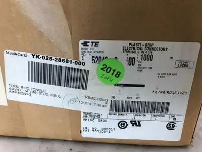 TE Connectivity 52043-3 1/4″ Ring Tongue Terminal Connector 4AWG -NIB 1000pcs