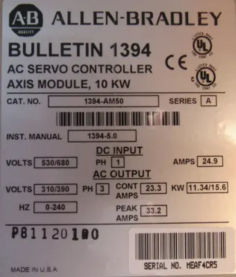 ALLEN BRADLEY 1394-AM50 SERVO CONTROLLER SER.A 1394AM50 NEW SURPLUS