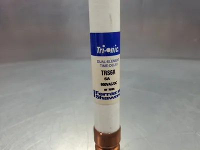 Ferrazz Shawmut TRS6R 6A 600VAC/DC Time-Delay Fuse. 4E-36