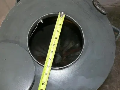 USED HEAVY DUTY 210 KG CONE BOTTOM TRANSFER TANK W/ WARREN 3" KNIFE GATE VALVE