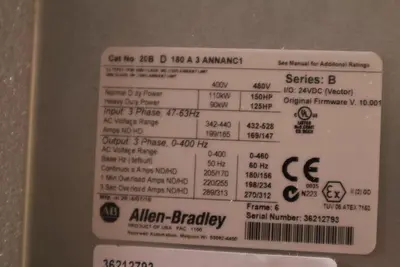 ALLEN BRADLEY 20BD180A3ANNANC1 POWERFLEX 700 DRIVE VFD 150 HP NEW UNIT #S-232
