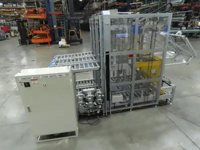 Basket Feeder Stacker 3-Row 14" Roller Conveyor Chain Drive Lift Stack System