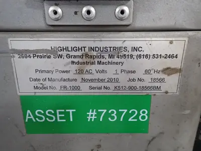 Used HIGHLIGHT INDUSTRIES FR1000 Miscellaneous Packaging Equipment Ohio US | HGR 24 #867390