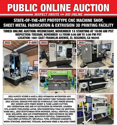 State of the Art Prototype CNC Machine Shop Auction