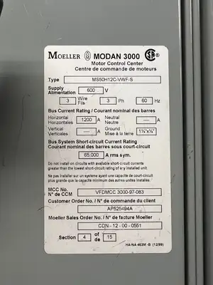 Modan 3000 VFD MCC, 600V, 3-Ph, 1200A, 15 Sections