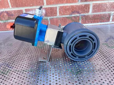 USED HAYWARD CONTROLS EVR6 D SOLENOID VALVE 115 V W/ HAYWARD 3" TRUE UNION BALL VALVE