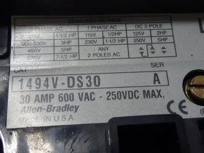 USED ALLEN BRADLEY 1494V-DS30 SER A