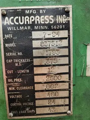 USED ACCURPRESS 837512
