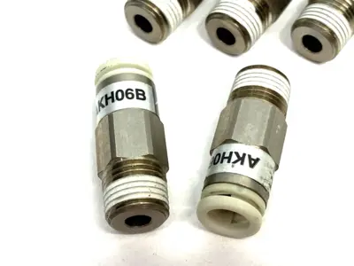 USED SMC STRAIGHT CHECK VALVE FITTING, ONE-TOUCH TUBE TO MALE THREAD