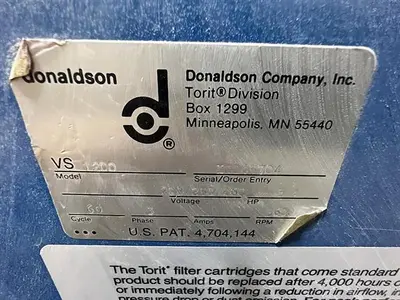 Donaldson Torit Model VS1200 Dust Collector