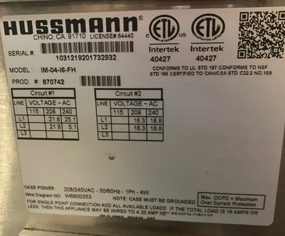 30-0023 Hussmann IM-0416-FH 6’ Self-Serve Hot Case Merchandiser