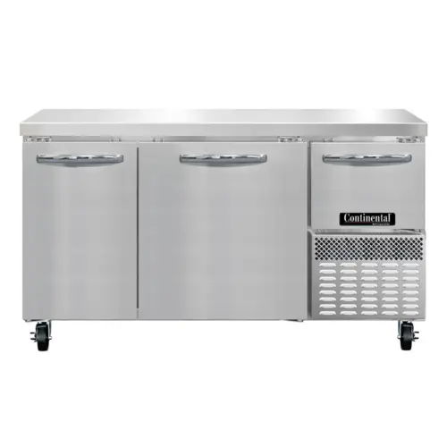 Continental RA60SN 60"W Worktop Refrigerator W/ (3) Sections & (3) Doors, 115v
