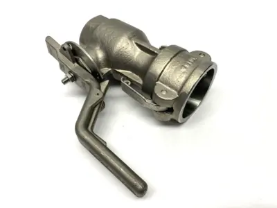 USED PT CAM & GROOVE HOSE COUPLING SIZE 2 SOCKET W/ SHUT-OFF VALVE 1-1/2"