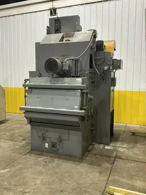 5 CU FT X 15 HP WHEELABRATOR TUMBLAST RUBBER BELT SHOT BLAST CABINET: YOBRO #25013