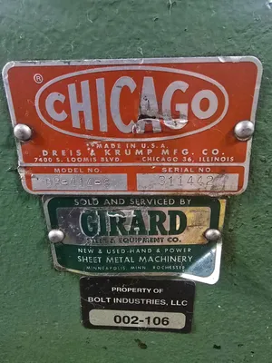CHICAGO DREIS & KRUMP BPO-414-6 Fabricating/Presses, Box & Pan Brake | Machinery Central (6)