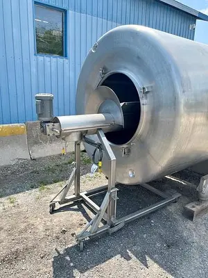 🔴 Heading to Auction May 27 - Used Rotating Drum Tumbler, 2000 Lbs Capacity, With Screw Conveyor