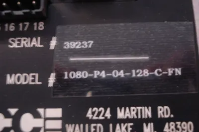 USED SCC STATIC CONTROLS 1080-P4-04-128-C-FN PANEL 1080P404128CFN