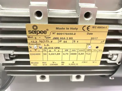 Used Seipee Self-Braking Motor 3-Phase IP54, TA3 Brake A.C. Motors Michigan US | Maverick Industrial Sales #1392483
