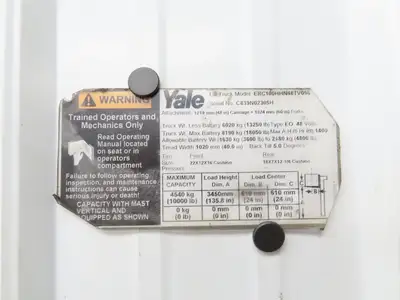 Yale Forklift Three Lever Control With Lift Tilt Shift Off ERC100HHN48TV096