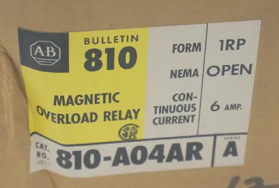NEW ALLEN BRADLEY 810-A04AR MAGNETIC OVERLOAD RELAY SER. A, 810A04AR