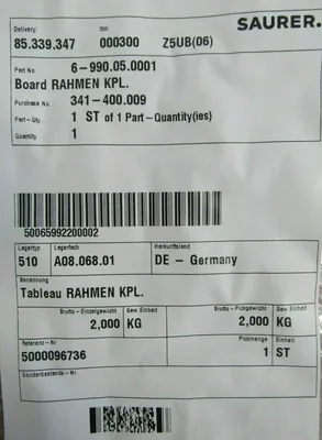 NEW SAURER ZINSER 350-000.100 CONTROL PANEL RM350 6-990.05.0001 180057-02