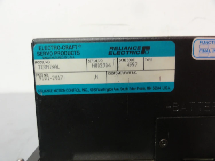 Used NEMATRON ELECTRO-CRAFT RELIANCE ELECTRIC IWS-120-EC, 9101-2017 Automation Control (HMI) Connecticut US | BG Industrial Surplus #473220