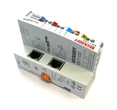 USED BECKHOFF ETHERCAT COUPLER TERMINAL MODULE, 2X RJ45 SOCKET CONNECTIONS
