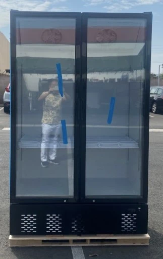 171-0107 48” Glass 2 Door Self Contained Reach In Cooler