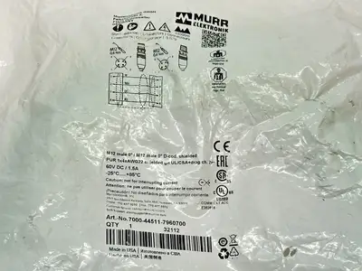 New | in-Stock murrelektronik Cordset M12 male 0° / M12 male 0° D-cod. Cable & Wire Michigan US | Maverick Industrial Sales #1395769