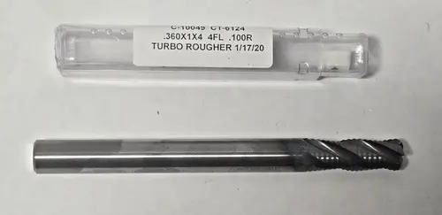 California Tool Solid Carbide 4 Fl End Mill Turbo Rougher .360x1x4 .100R C-10049