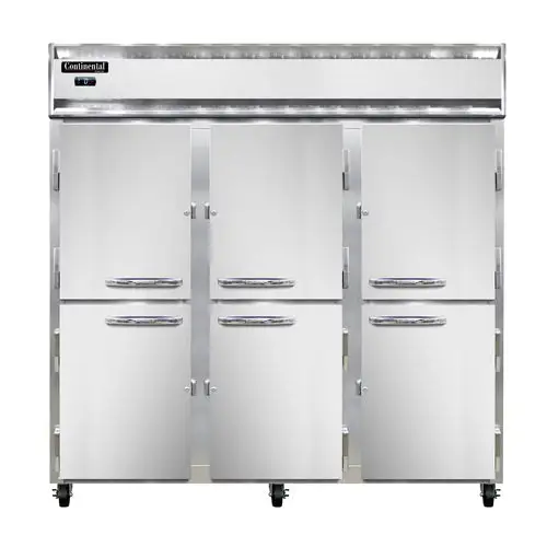 Continental 3FNHD 78" Three Section Reach In Freezer, (6) Left/right Hinge Solid Doors, 115/208-230v