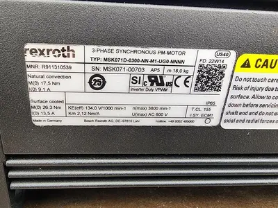 USED REXROTH MSK071D-0300-NN-M1-UG0-NNNN