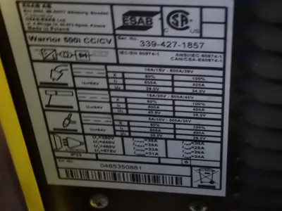 Used ESAB WARRIOR 500I CC/CV Welding Machinery (Other) Ohio US | HGR 24 #1048298
