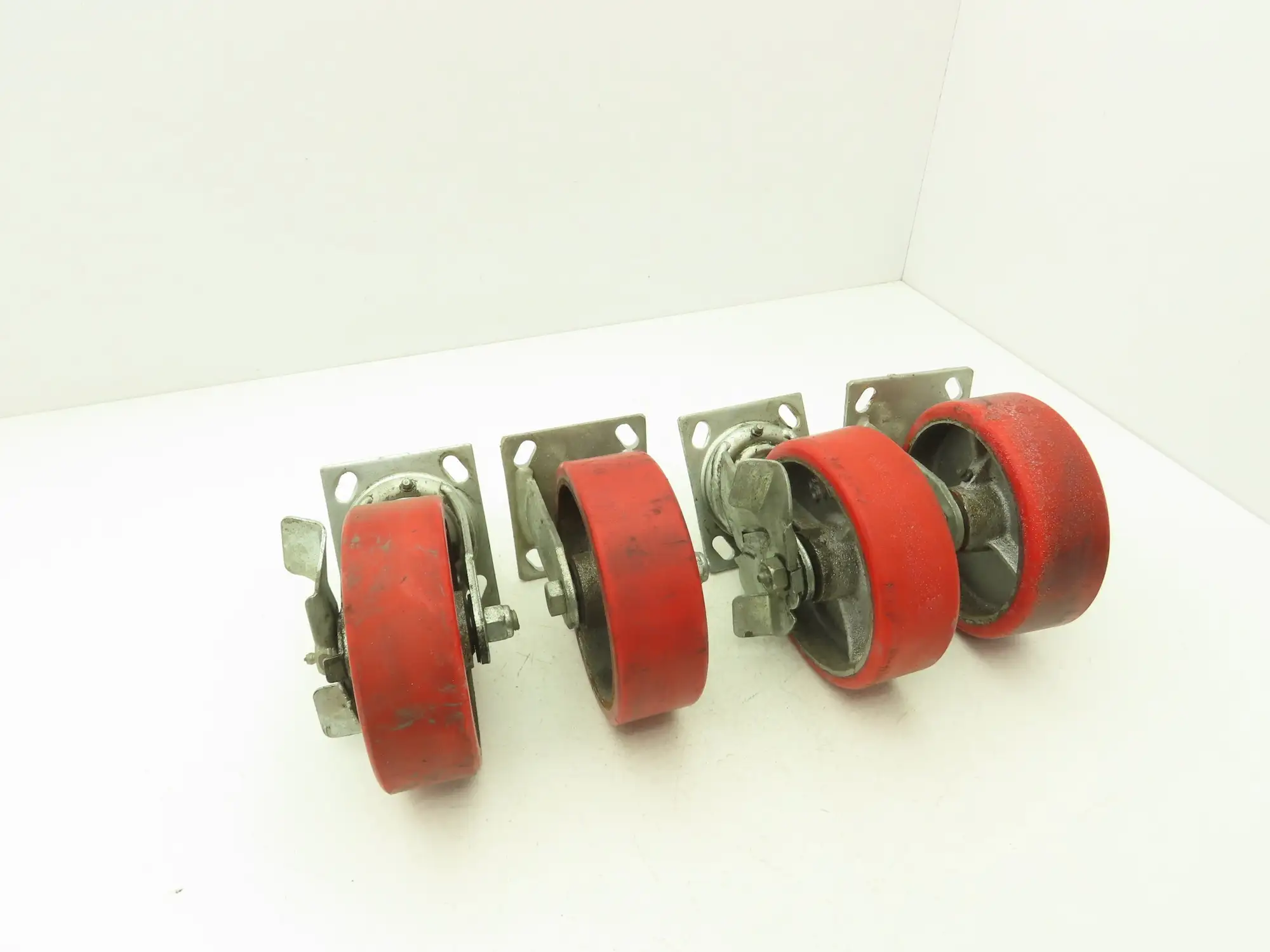 Glide Max 6" Caster Wheels Poly Set of (4) 2-Swivel w Lock & (2)-Fixed Lot of 4