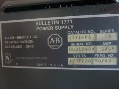 USED ALLEN BRADLEY 1771-PA SER B