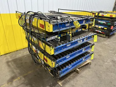 3,000 LBS X 48" X 48" ROTO-MAX HYDRAULIC SCISSOR LIFT TABLE W/ ROTARY LEWCO ROLLER CONVEYOR TOP, 110 VOLT: STOCK #20870