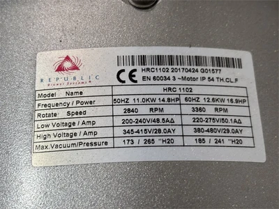 Used REPUBLIC "HRC1102" Vacuum Pumps Texas US | MachineryMax #1488253