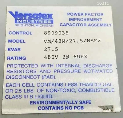 VERSATEX (USED) MODEL VM/43M/27/5/NAF2 POWER