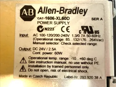 Used Allen Bradley Power Supply 24VDC 2.5A, 60W DIN Rail SER.A DIN Rail Power Supplies Michigan US | Maverick Industrial Sales #1391747