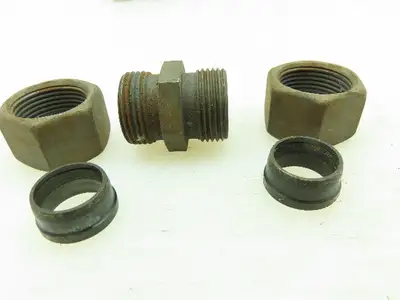 VOSS Steel Flareless Metric Straight Union Compression Fitting 15mm Tube LOT of5
