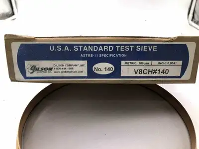 Gilson V8CH#140 ASTME-11 8″ Brass/Stainless Test Sieve 0.0041″ -NIB
