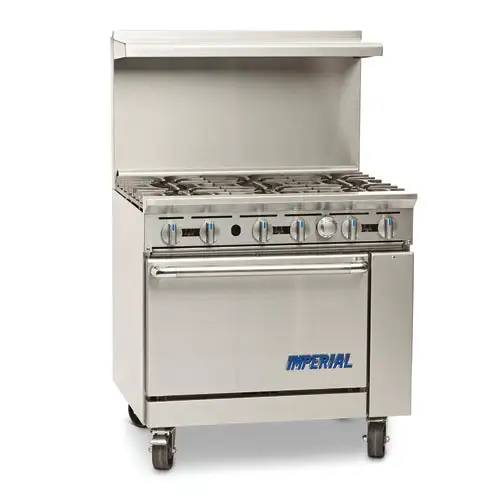 Imperial IR-6 36" 6 Burner Gas Range w/ Standard Oven, Natural Gas