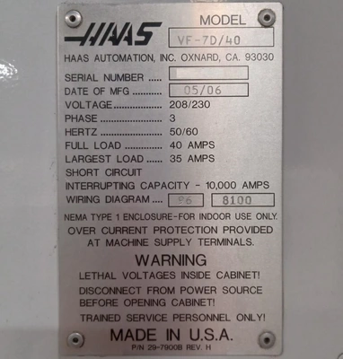 USED 2006 HAAS VF-7D/40