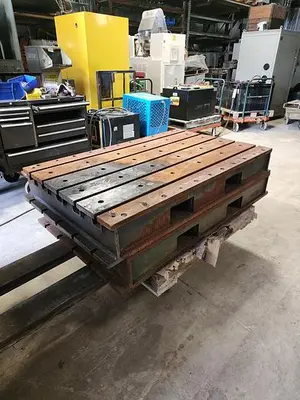 3' x 57'' T-Slot Cast Iron Riser Block w/Drilled and Tapped Holes