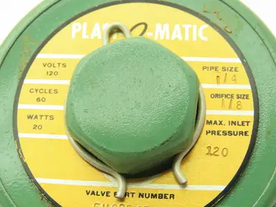 Plast-o-matic EUC2B4E20 Solenoid Valve PVC 3/8" NPT 120 PSI 120V Coil 20 Watts