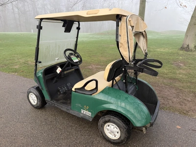(1) 2017 E-Z-Go golf cart with a Kawasaki gas engine, model 625111G01, includes canopy, ball cover, ...