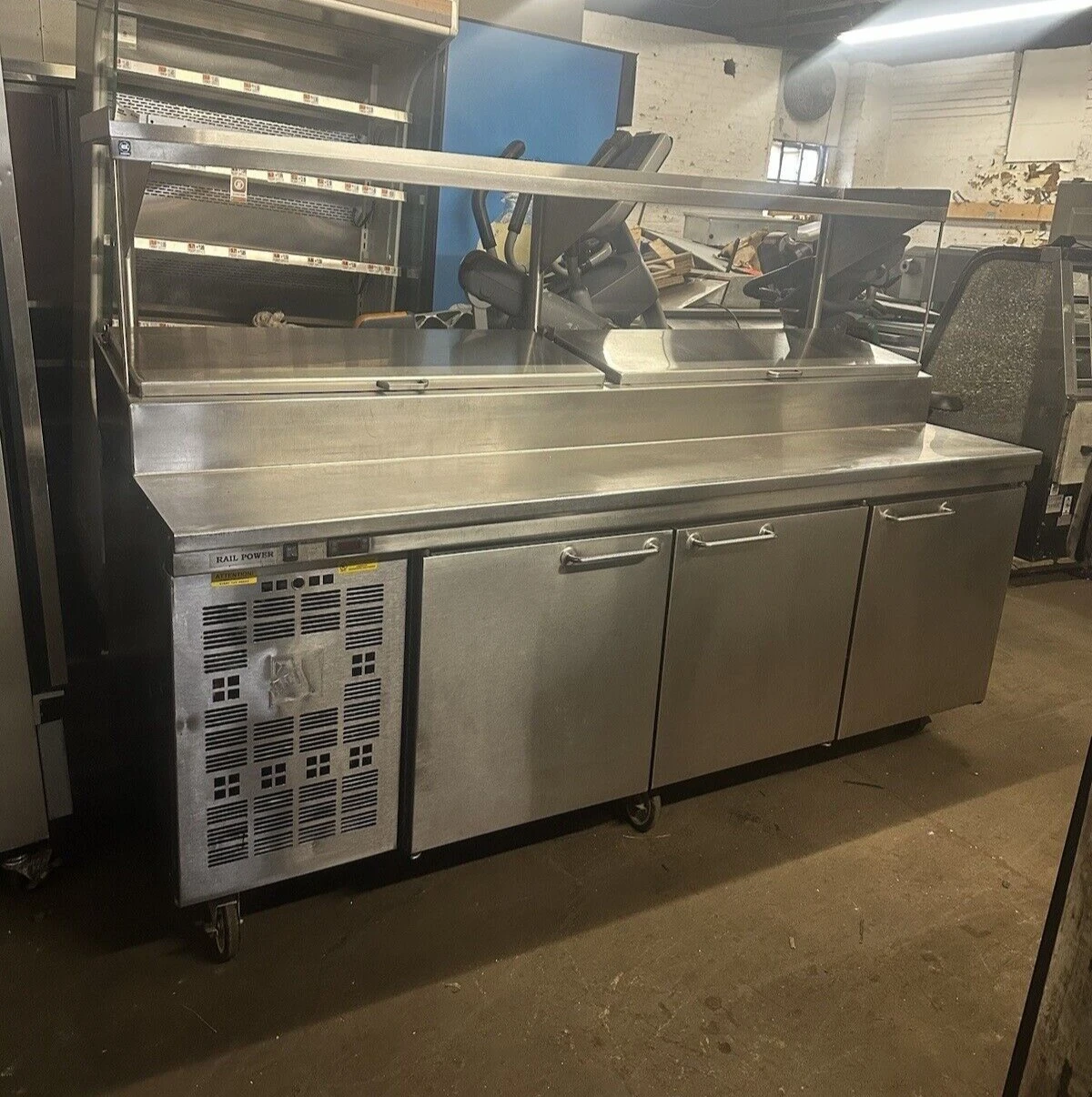 174-0190 Architectural Stainless Inc Self Contained Pizza Prep Unit w/ Overshelf