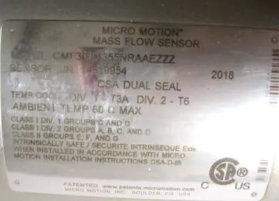 Used Micromotion CMF300 M355NRAAEZZZ Sensors New Hampshire US | Bitter End Trading #1452874