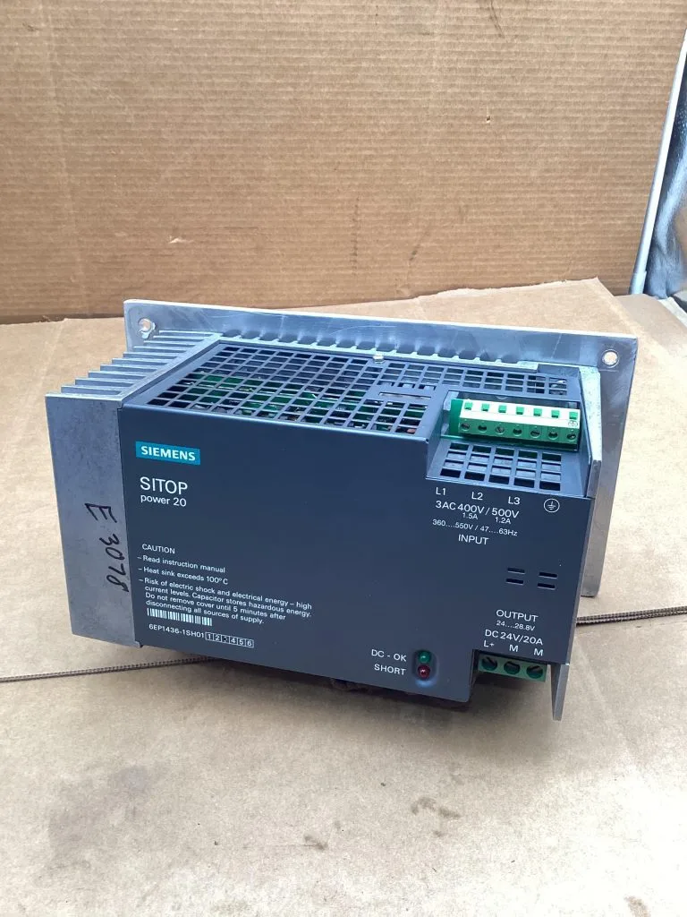 Siemens 6EP1436-2BA00 SITOP Power Supply 400-500VAC 1.2A Input 24VDC 20A Output