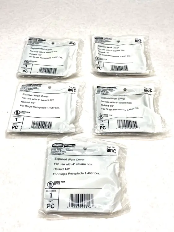 New | in-Stock RACO Square Exposed Work Cover 4" Raised 1/2" LOT OF 5 Electrical Boxes Michigan US | Maverick Industrial Sales #1401165